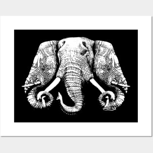 3 Headed Elephant Design Style Original Kingdom Of Laos Flag Posters and Art